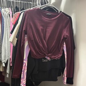Forever 21 Burgundy Twist Front Crop Top